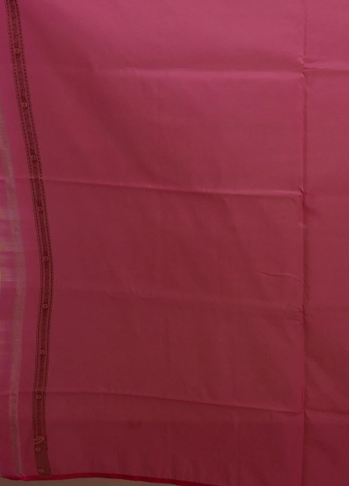 Pink Kora Silk Saree With Blouse Piece - Image 5