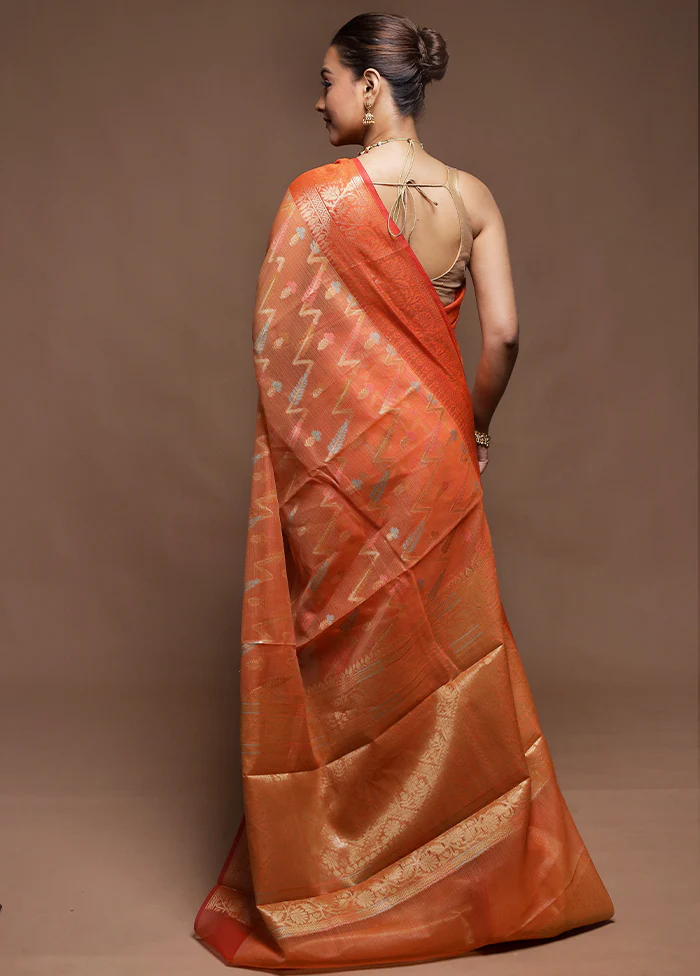 Pink Kora Silk Saree With Blouse Piece - Image 3