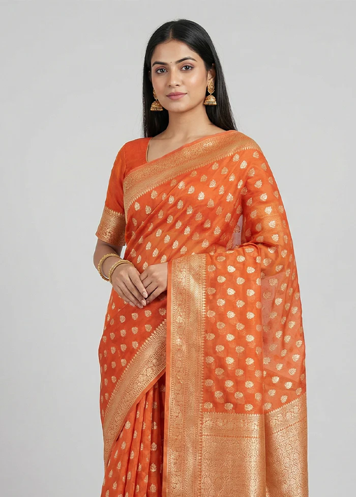 Pink Kora Silk Saree With Blouse Piece - Image 2