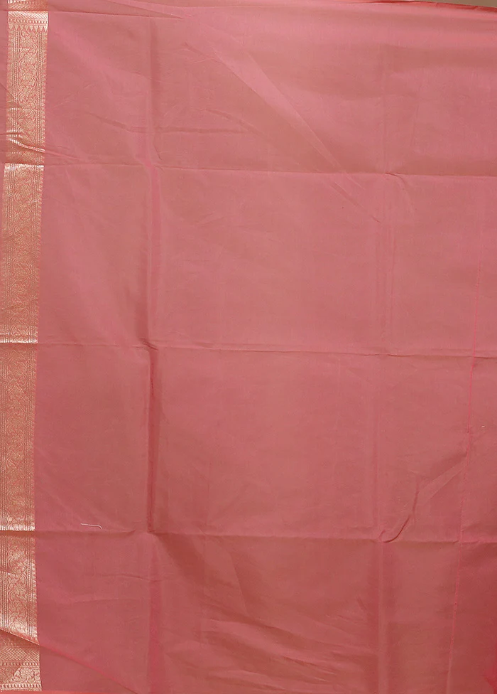 Pink Kora Silk Saree With Blouse Piece - Image 5