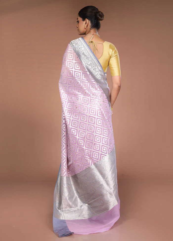 Pink Kora Silk Saree With Blouse Piece - Image 3