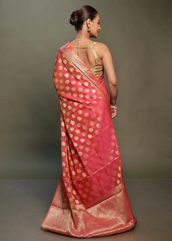 Pink Kora Silk Saree With Blouse Piece - Image 3