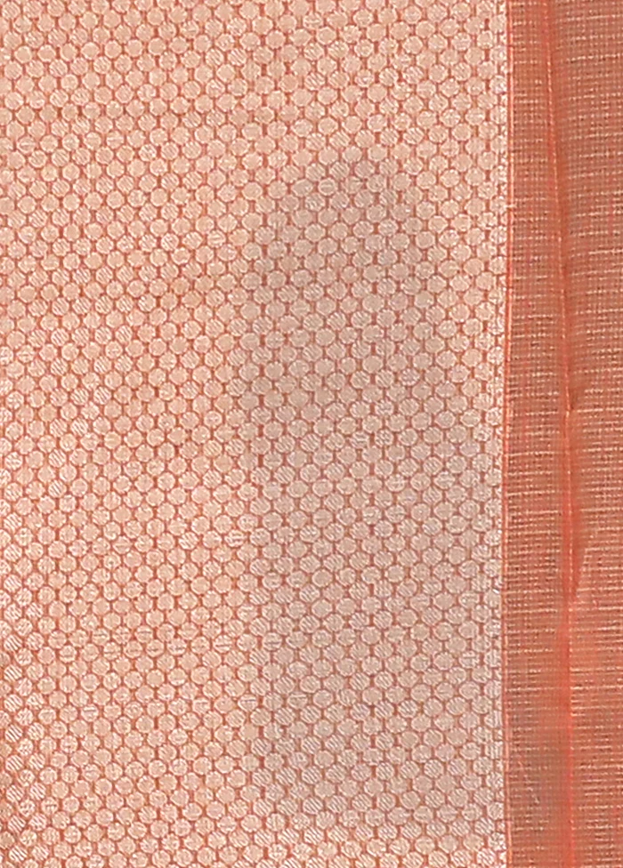 Peach Kora Silk Saree With Blouse Piece - Image 5