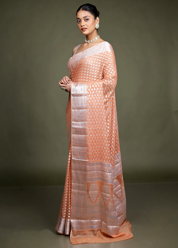 Pink Kora Silk Saree With Blouse Piece - Image 4