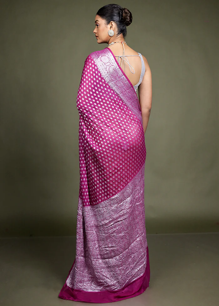 Pink Kora Silk Saree With Blouse Piece - Image 3