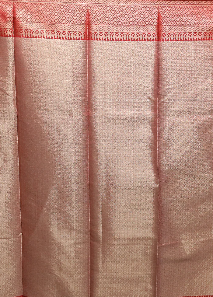 Pink Kora Silk Saree With Blouse Piece - Image 5