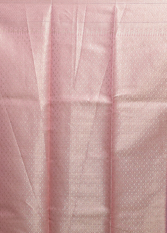 Pink Kora Silk Saree With Blouse Piece - Image 5