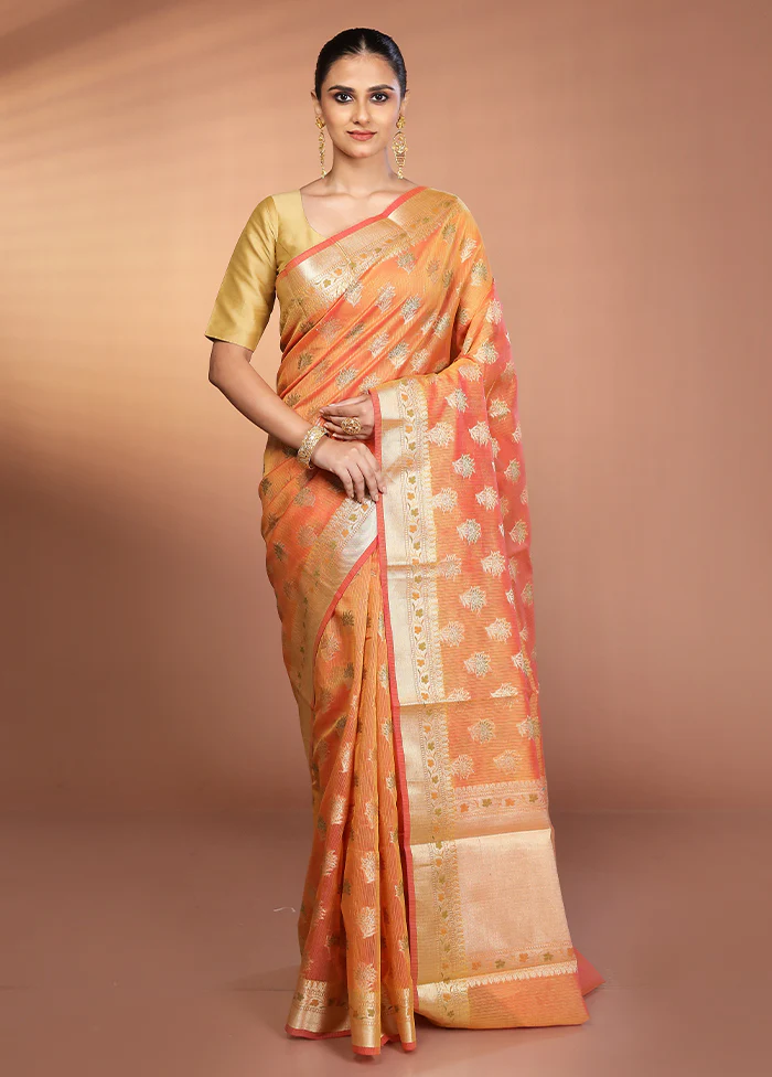 Pink Kora Silk Saree With Blouse Piece - Image 2
