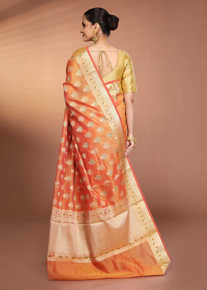 Pink Kora Silk Saree With Blouse Piece - Image 3