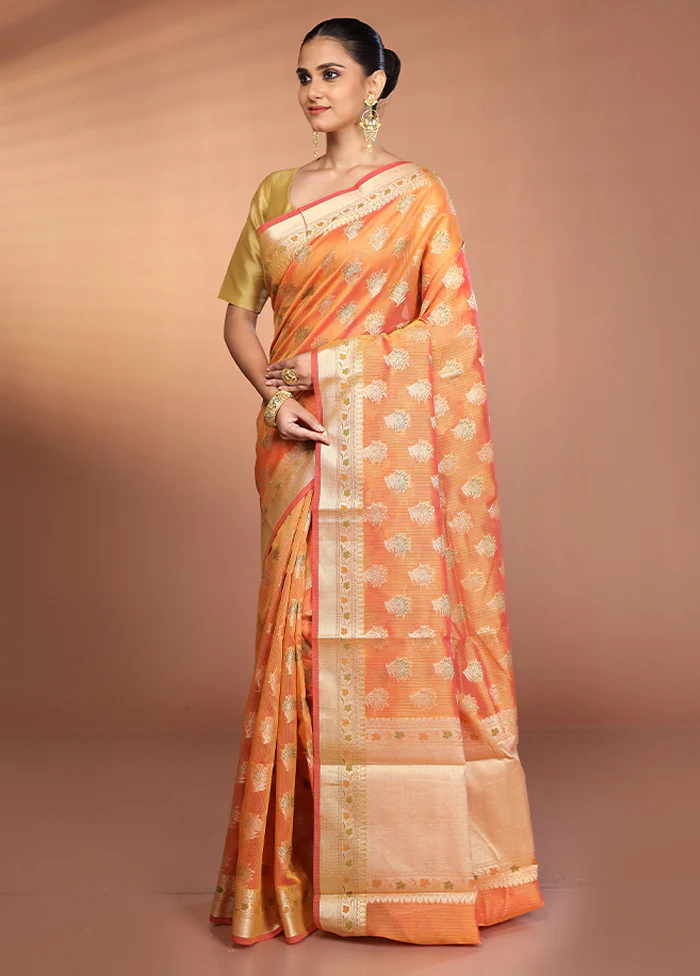 Pink Kora Silk Saree With Blouse Piece - Image 4