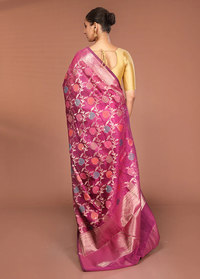 Pink Kora Silk Saree With Blouse Piece - Image 3