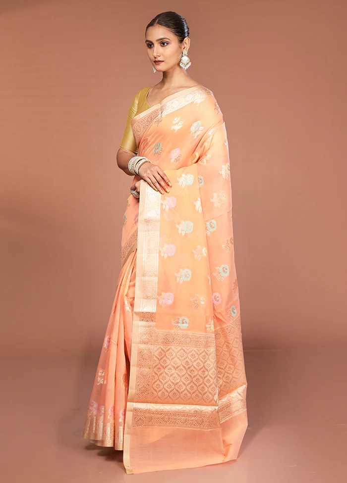 Pink Kora Silk Saree With Blouse Piece - Image 4