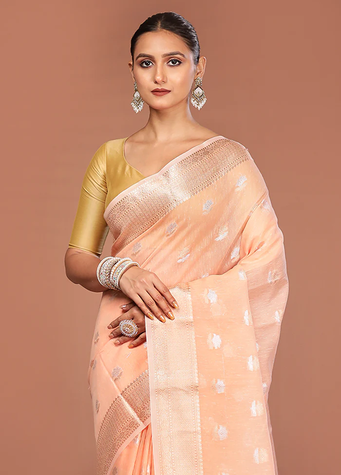 Pink Kora Silk Saree With Blouse Piece