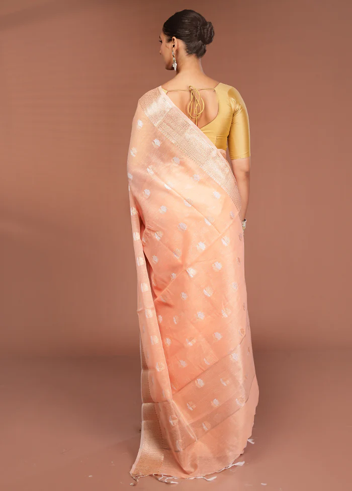 Pink Kora Silk Saree With Blouse Piece - Image 3