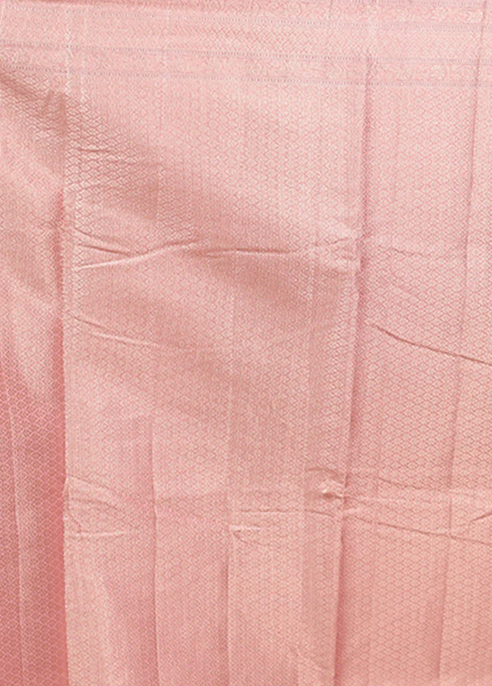 Pink Kora Silk Saree With Blouse Piece - Image 5