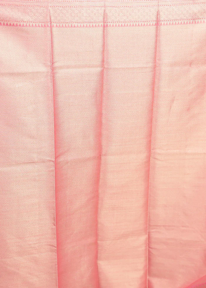 Pink Kora Silk Saree With Blouse Piece - Image 5