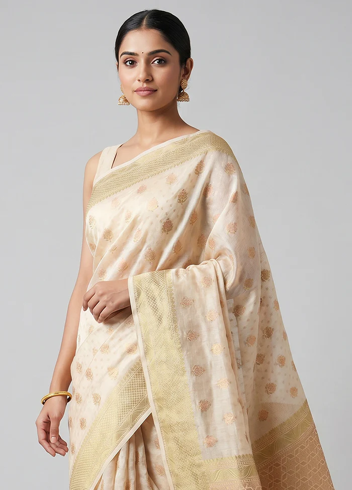 Pink Kora Silk Saree With Blouse Piece - Image 2