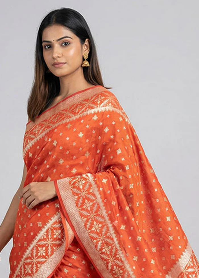 Pink Kora Silk Saree With Blouse Piece - Image 2