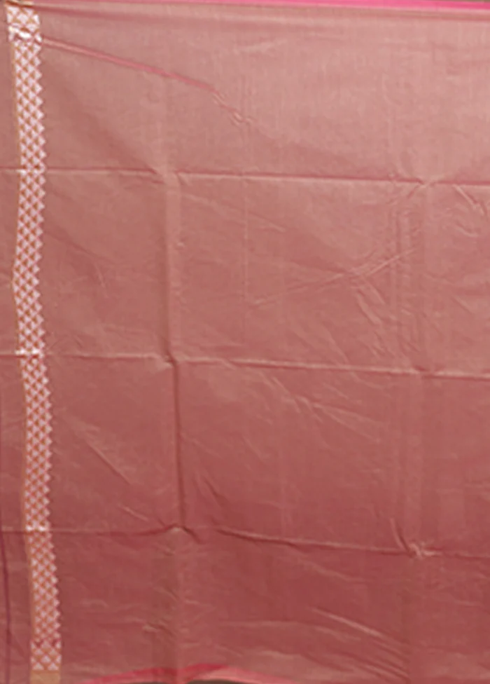 Pink Kora Silk Saree With Blouse Piece - Image 5