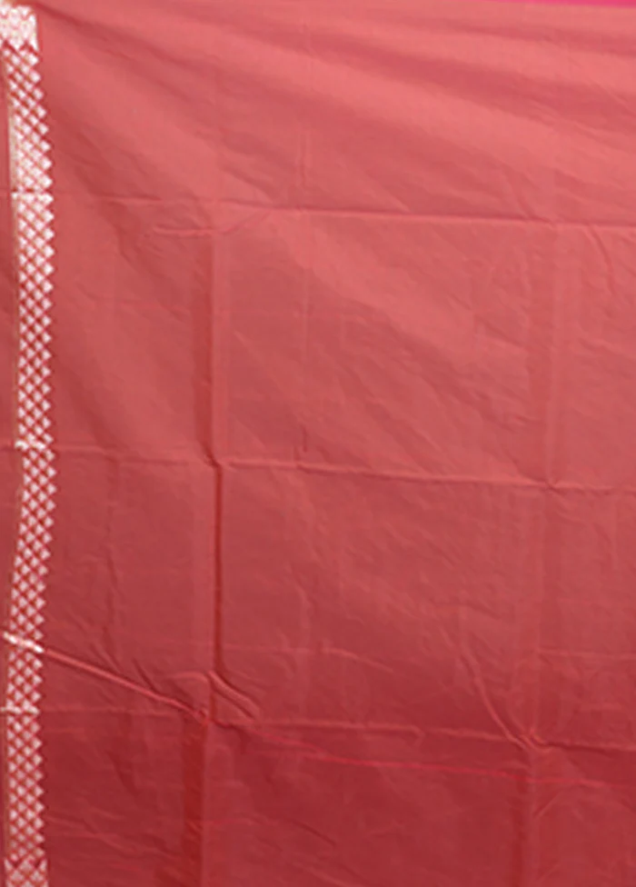 Pink Kora Silk Saree With Blouse Piece - Image 5