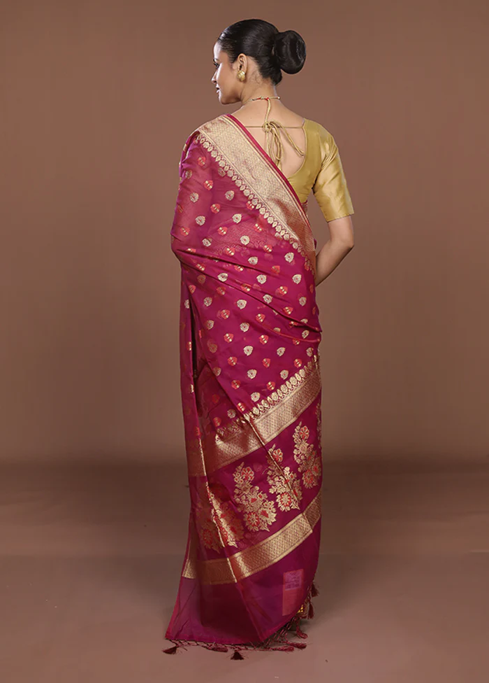 Pink Kora Silk Saree With Blouse Piece - Image 3