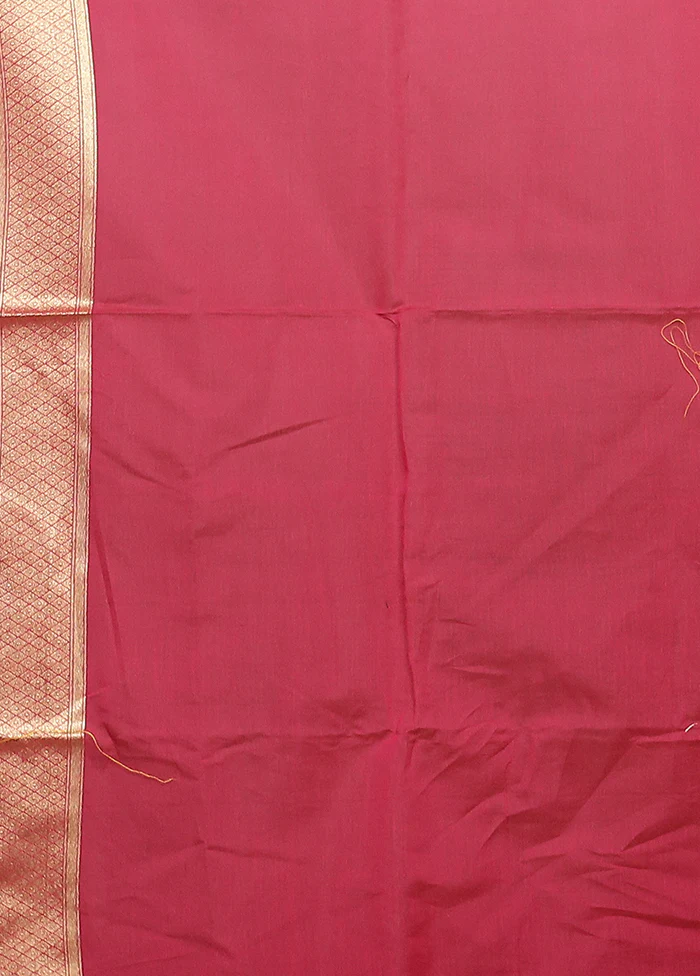 Pink Kora Silk Saree With Blouse Piece - Image 5