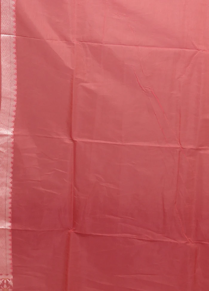 Pink Kora Silk Saree With Blouse Piece - Image 5