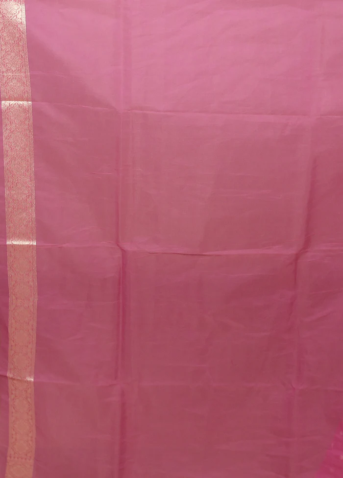 Pink Kora Silk Saree With Blouse Piece - Image 5