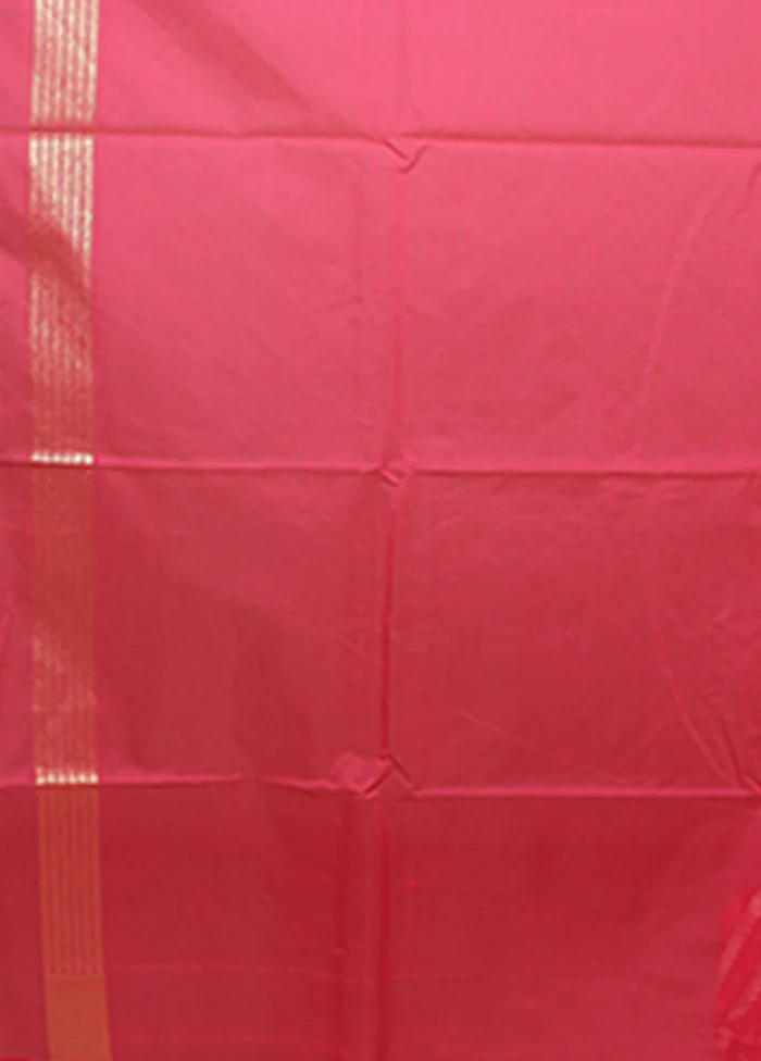 Pink Kora Silk Saree With Blouse Piece - Image 5