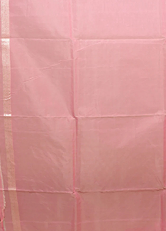 Pink Kora Silk Saree With Blouse Piece - Image 5