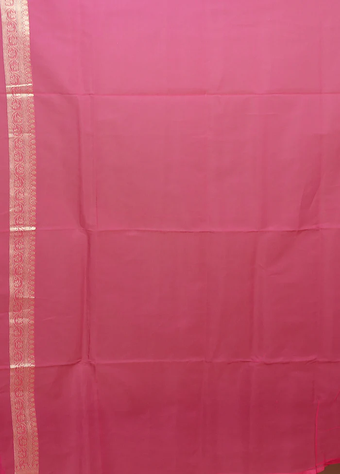 Pink Kora Silk Saree With Blouse Piece - Image 5