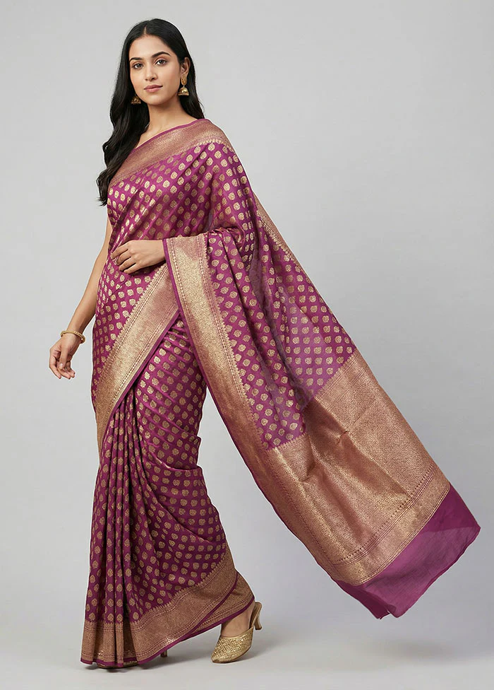 Pink Kora Silk Saree With Blouse Piece