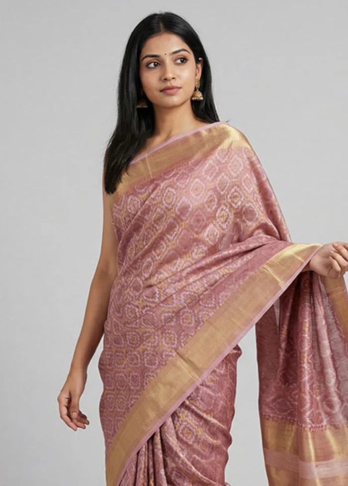 Pink Kora Silk Saree With Blouse Piece - Image 2