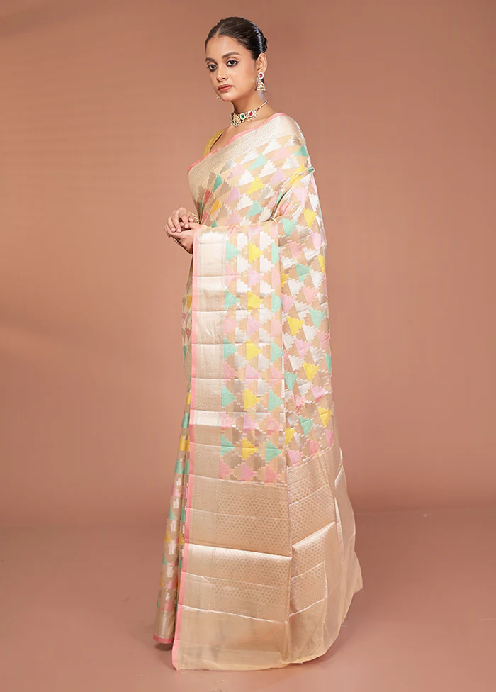 Pink Kora Silk Saree With Blouse Piece - Image 4