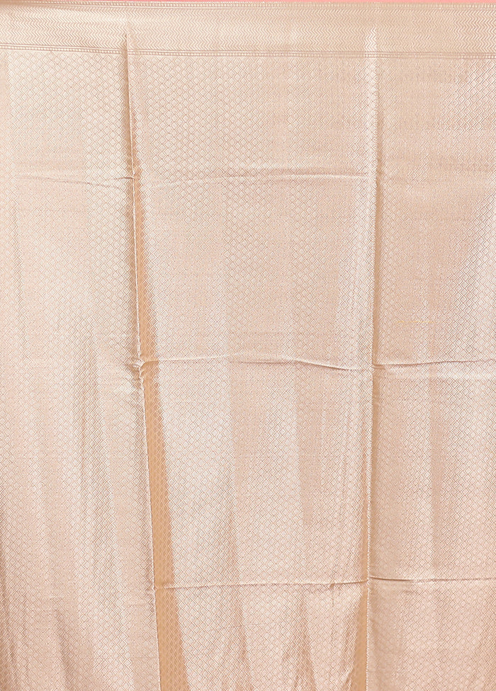 Pink Kora Silk Saree With Blouse Piece - Image 5