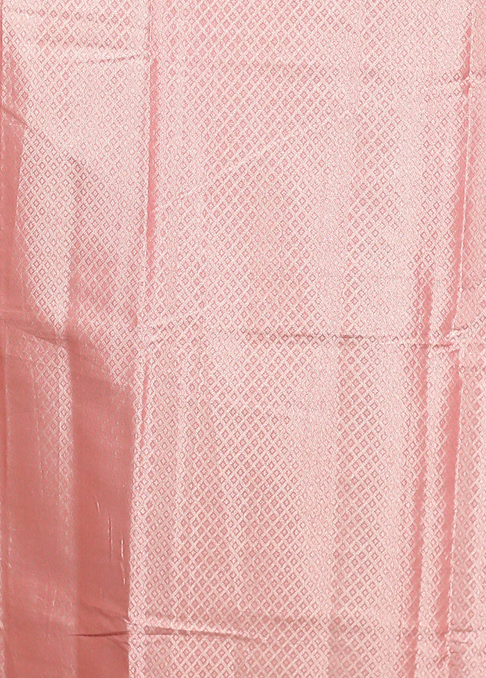 Peach Kora Silk Saree With Blouse Piece - Image 5