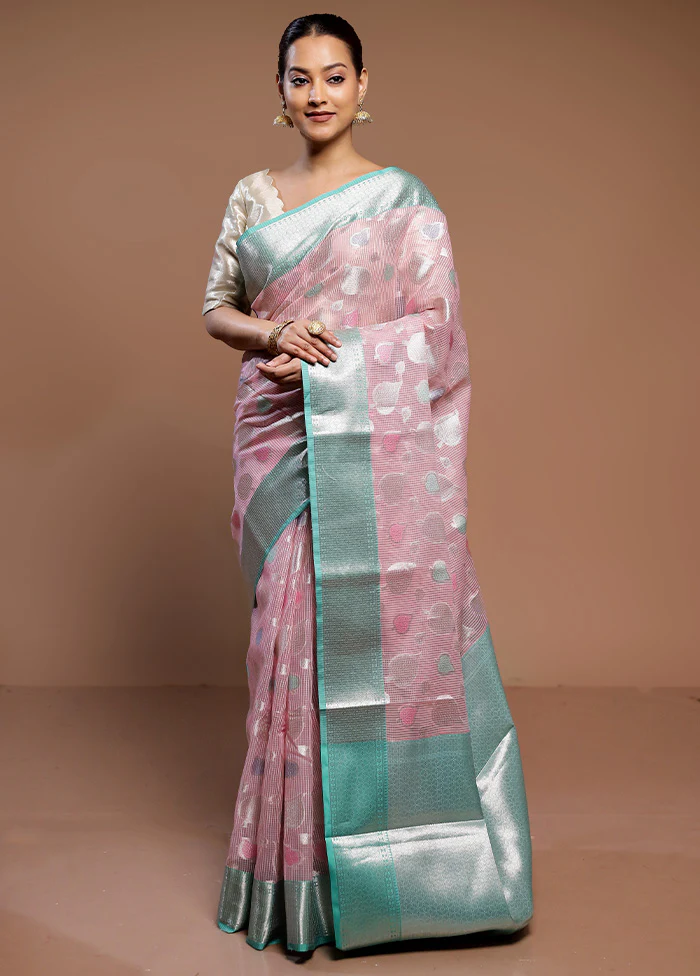 Pink Kota Cotton Saree With Blouse Piece