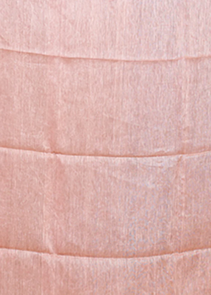 Pink Linen Silk Saree With Blouse Piece - Image 5
