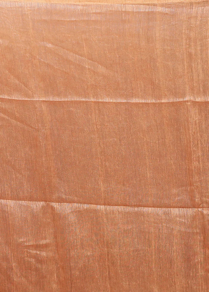 Pink Linen Silk Saree With Blouse Piece - Image 5