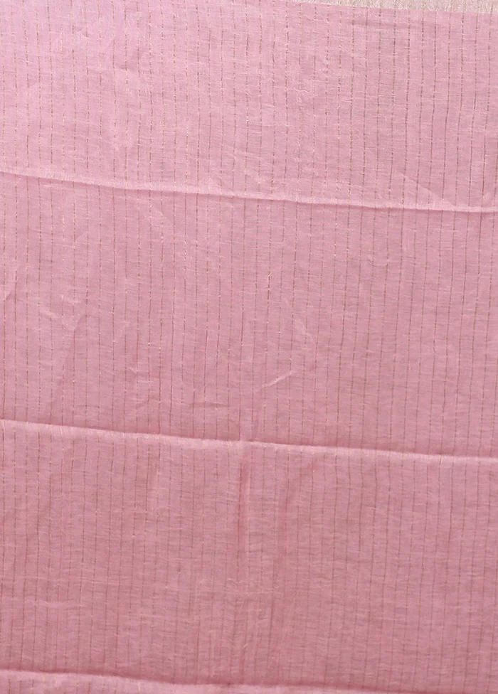 Pink Linen Silk Saree With Blouse Piece - Image 5