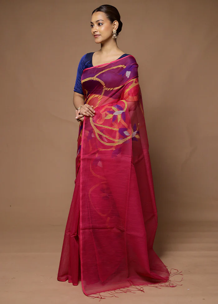 Pink Matka Silk Saree With Blouse Piece - Image 4