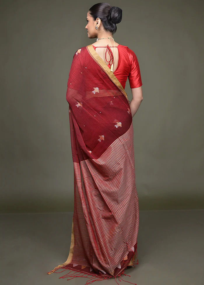 Pink Matka Silk Saree With Blouse Piece - Image 2