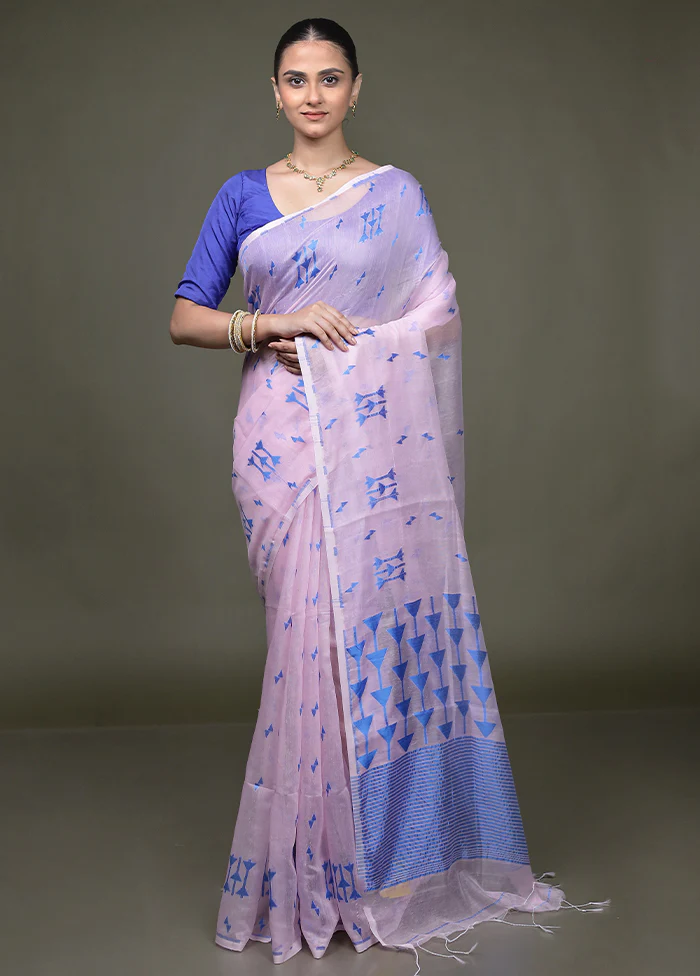 Pink Matka Silk Saree With Blouse Piece - Image 2