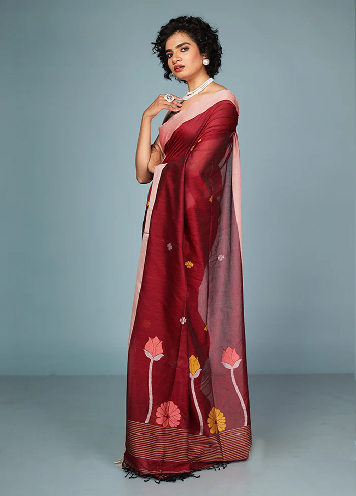 Pink Matka Silk Saree With Blouse Piece - Image 4