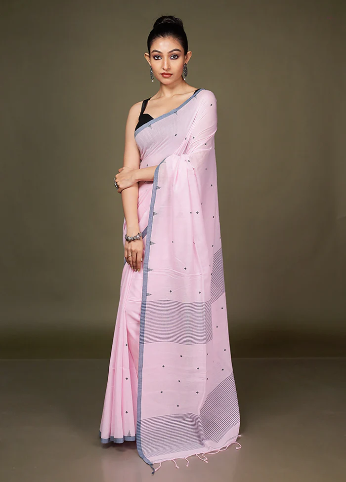 Pink Matka Silk Saree With Blouse Piece - Image 4