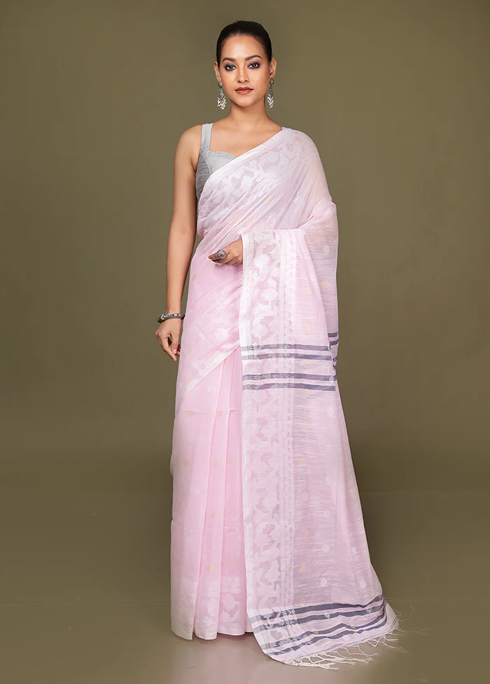 Pink Matka Silk Saree With Blouse Piece - Image 2