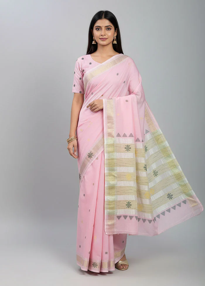 Pink Matka Silk Saree With Blouse Piece