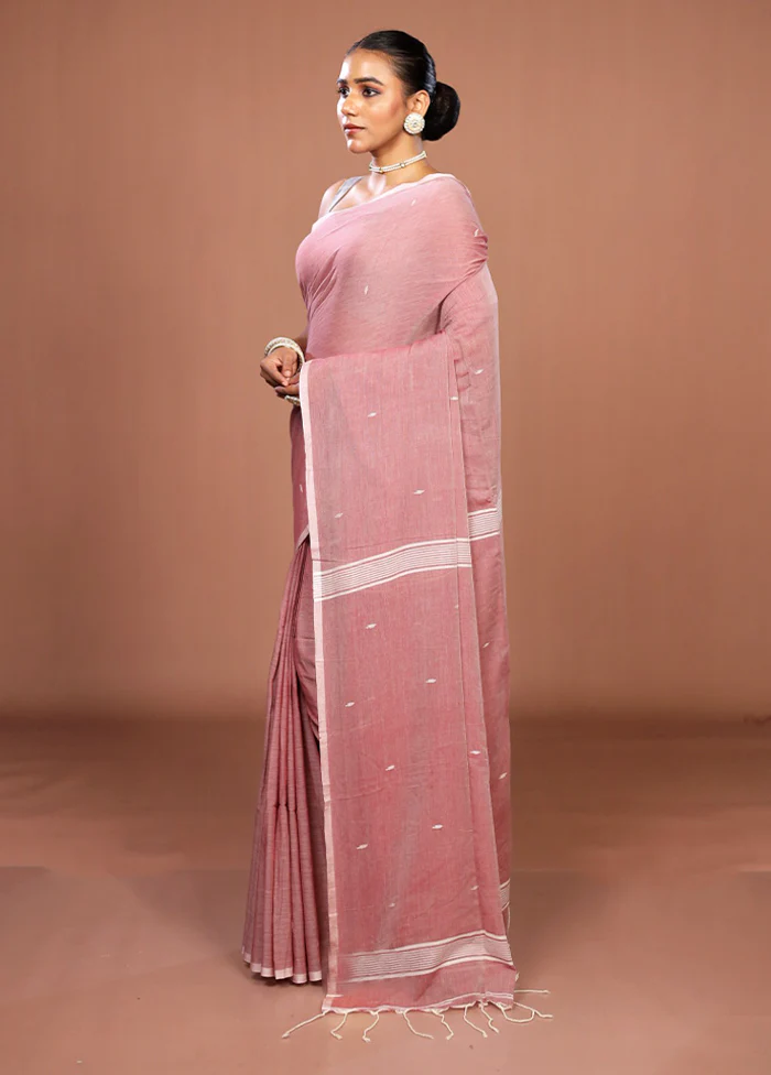 Pink Matka Silk Saree With Blouse Piece - Image 4