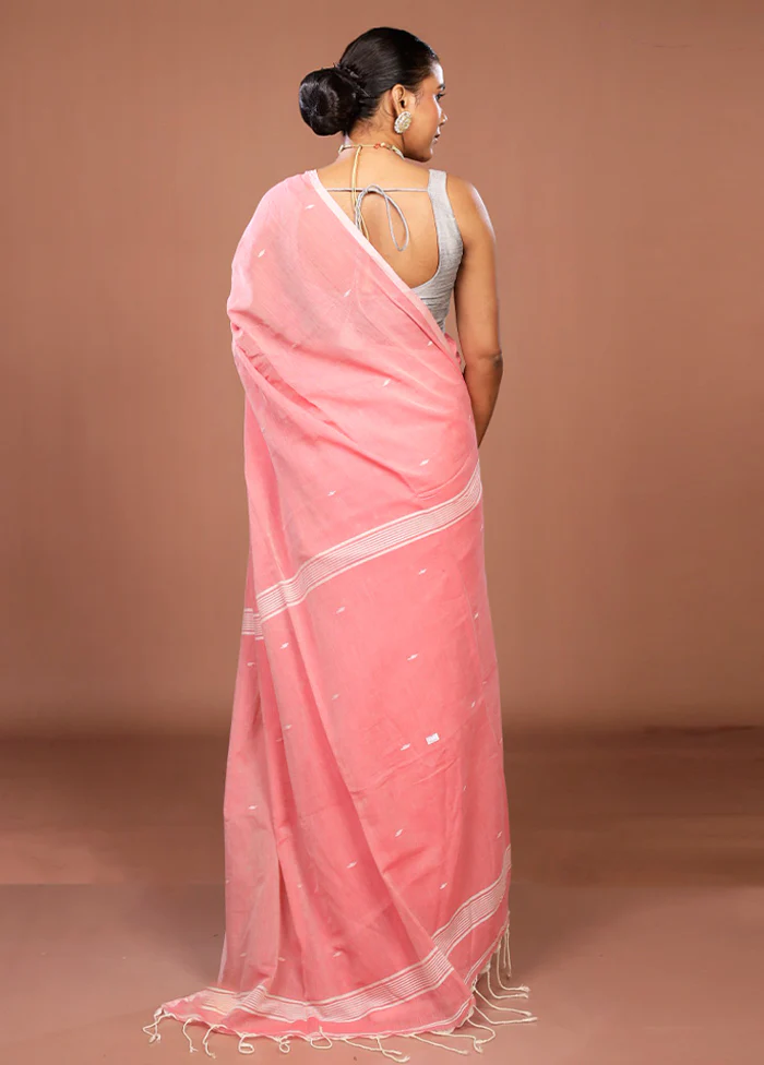 Pink Matka Silk Saree With Blouse Piece - Image 3