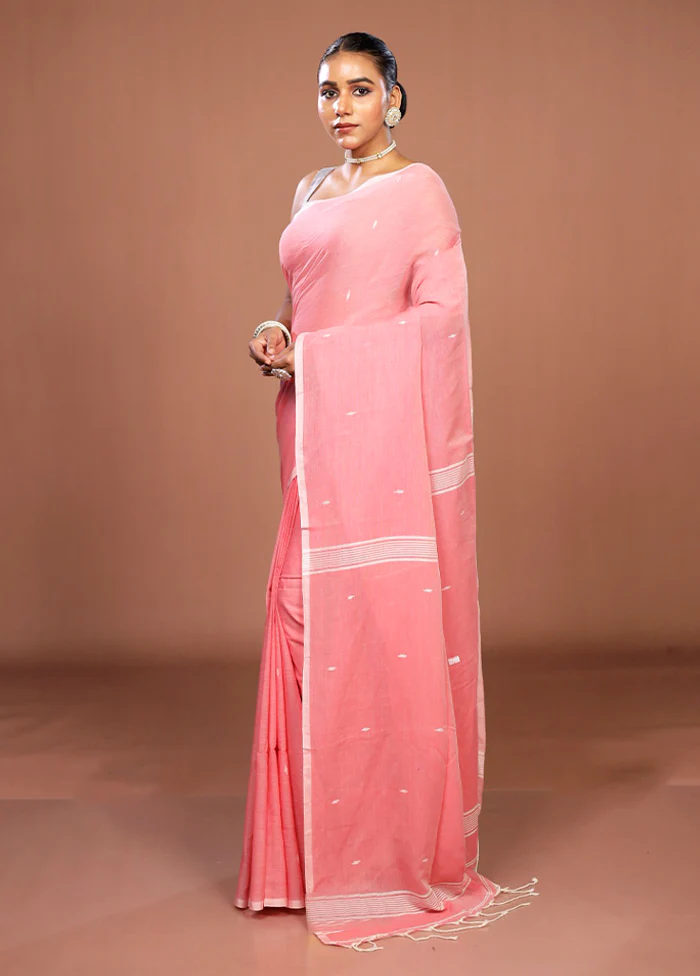 Pink Matka Silk Saree With Blouse Piece - Image 4